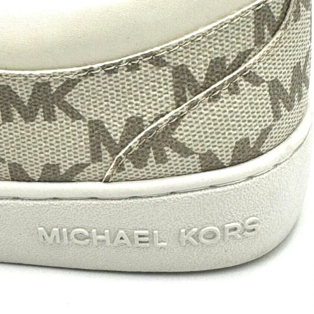 MICHAEL KORS Womens 6.5M Fashion Sneakers Shoes Taupe White Gold Lace Up Low Top
